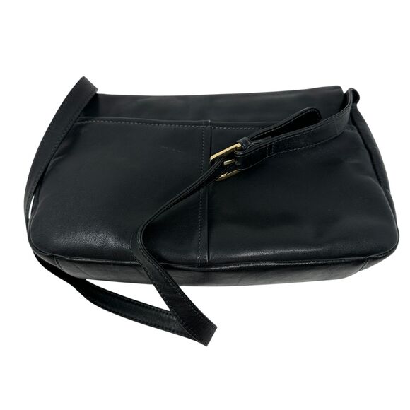 Etienne Agner Black Leather Shoulder Purse with Magnetic Close and Zip Pockets - Picture 2 of 8